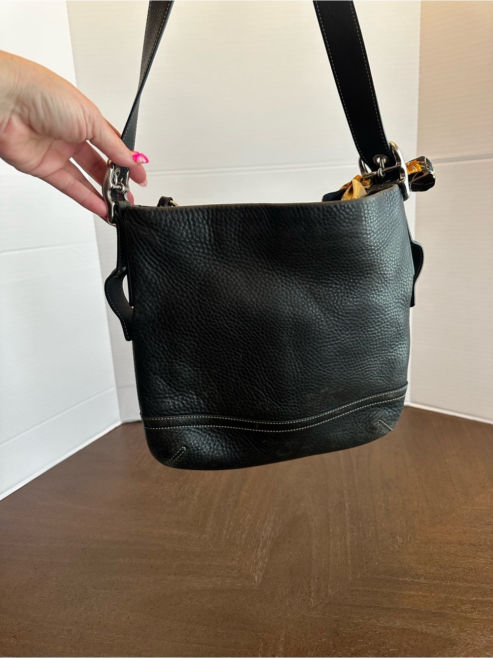 Coach Black Pebbled Leather Hobo Shoulder Bag - Picture 5 of 15
